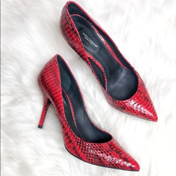 Dolce & Gabbana Pump Red Python Heels - Picture 1 of 8
